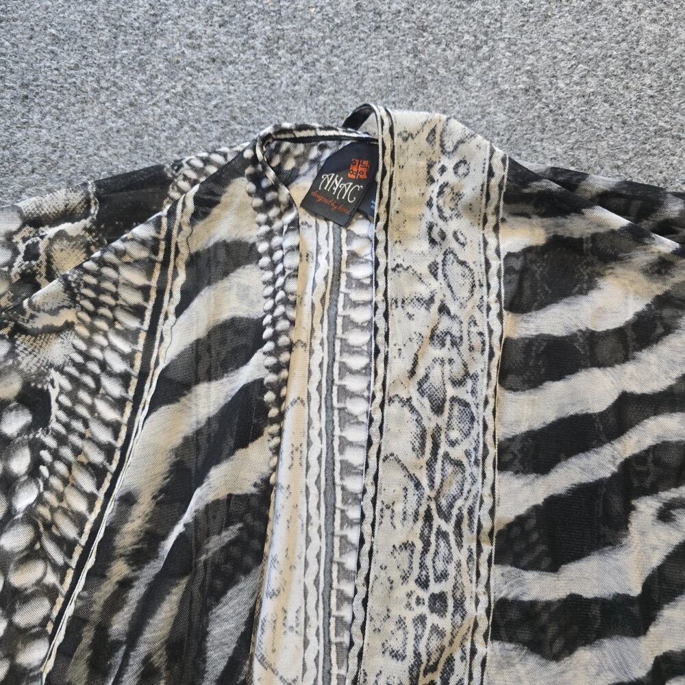 ANAC By Kimi Top Women Medium Gray Leopard Sheer Cardigan Oversized Y2K Casual - Picture 2 of 9